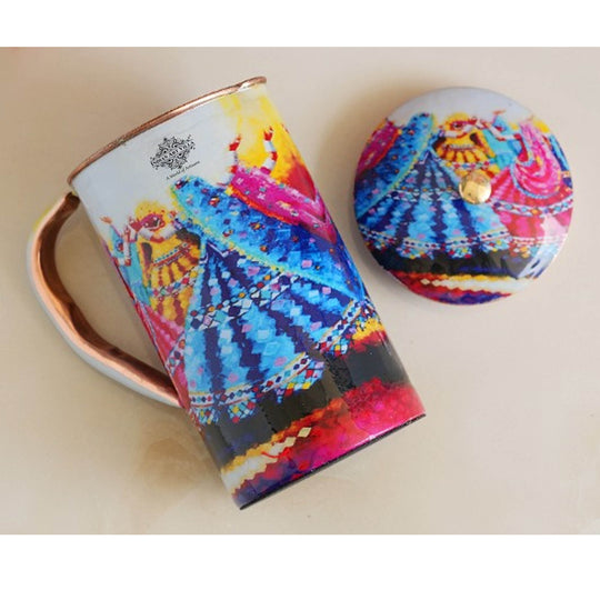 Pure Copper Printed Jug - Padharo Mhare Desh Design
