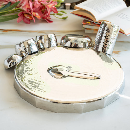 Hammered Stainless Steel Dinner Set 7 Pcs Premium Thali