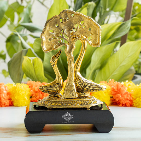 Brass Finish Swan Pair Showpiece – 22 cm Décor Gift
