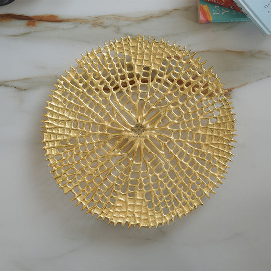 Brass Finish Round Tray 15 Inches
