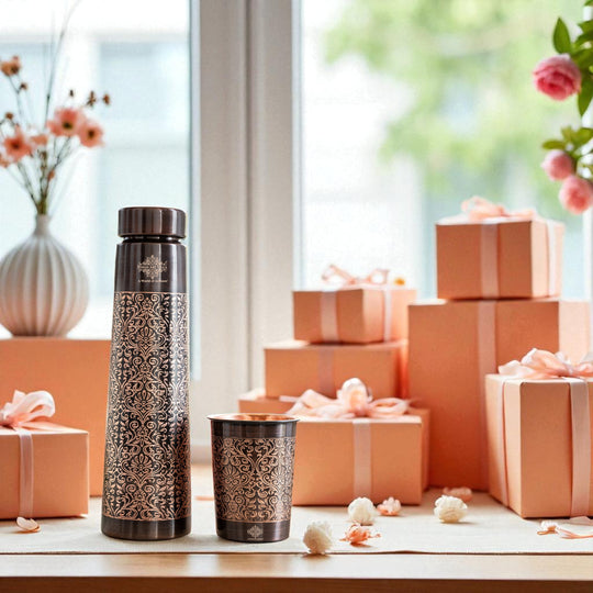 Pure Copper Water Bottle Antique Hammered Design