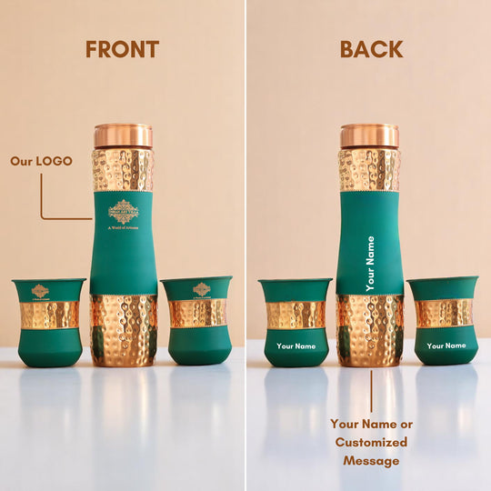 Personalized Copper Silk Finish Bottle & Glass Gift Set