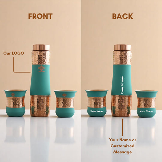 Personalized Copper Silk Finish Bottle & Glass Gift Set