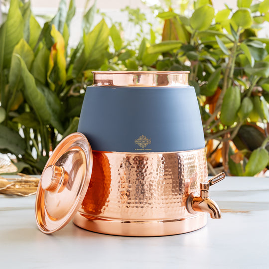Copper Water Pot with Hammered Design & Silk Finish, 7000 ML
