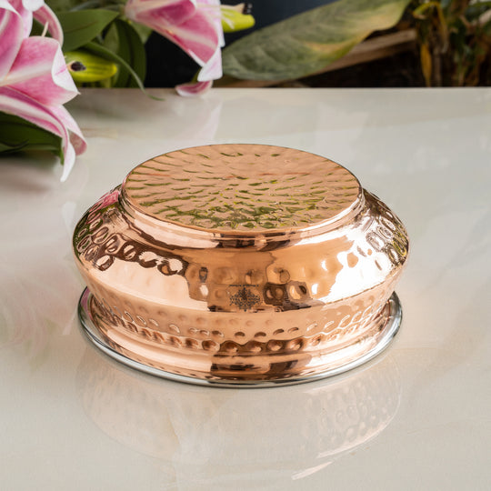 Steel Copper Mughlayi Handi with Hammered Design, Serveware, Tableware