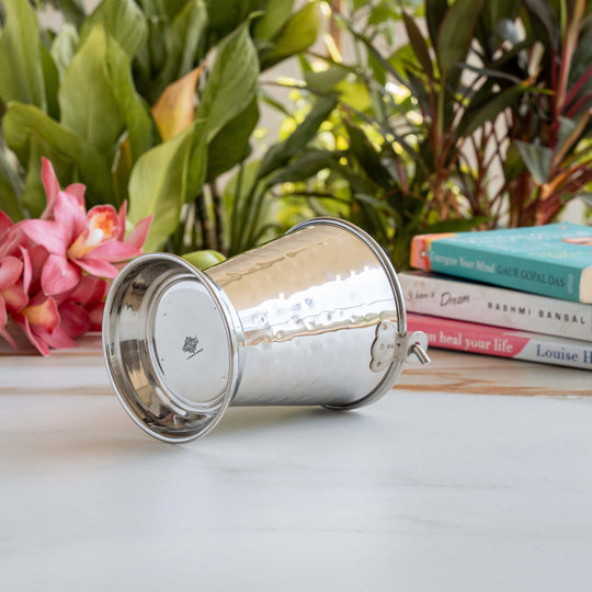 Hammered Steel Serving Bucket, Serving Vegetable Rayta Dishes, Silver