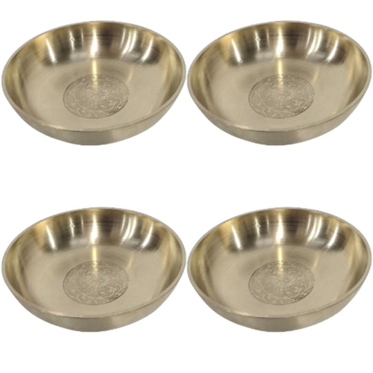 Handmade Pure Brass Rice Plate With Matt Embossed Design, Serveware, Dinnerware