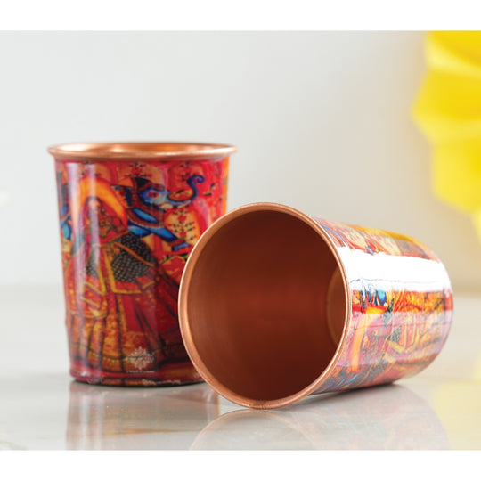 Pure Copper Glass Rajasthani Meena "Padharo Mhare Desh" Printed Theme