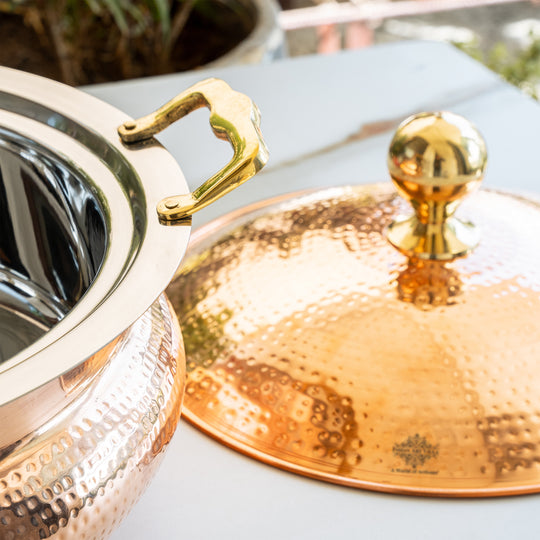 Handcrafted Pure Steel Copper Hammered Design Chafing Dish