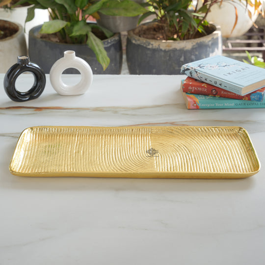 Brass Finish Handmade Tray 17.8 Inches