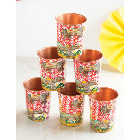 Pure Copper Glass Rajasthani Meena "Padharo Mhare Desh" Printed Theme