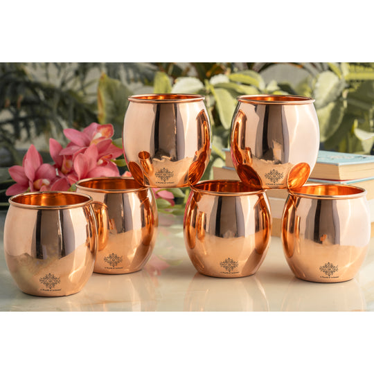 Pure Copper Round Shaped Glass  550 ml