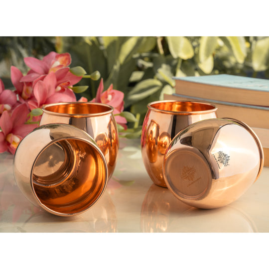 Pure Copper Round Shaped Glass  550 ml