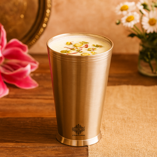 Pure Brass Matt Finish Lassi Glass