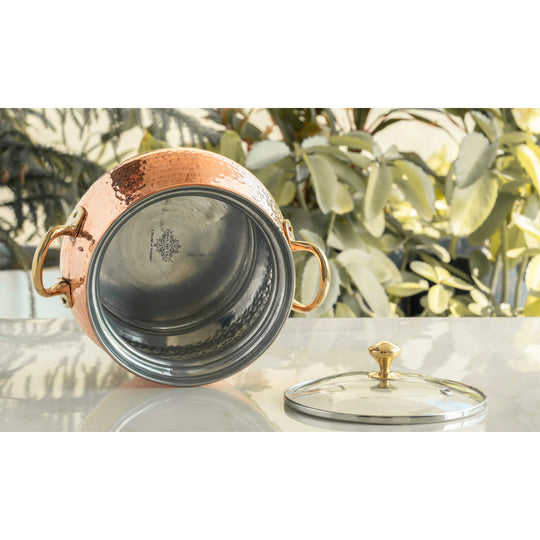 Steel Copper Hammered Biryani Handi with Tin Lining