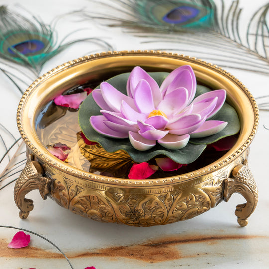 Brass Urli with Elephant Trunk and Embossed Design