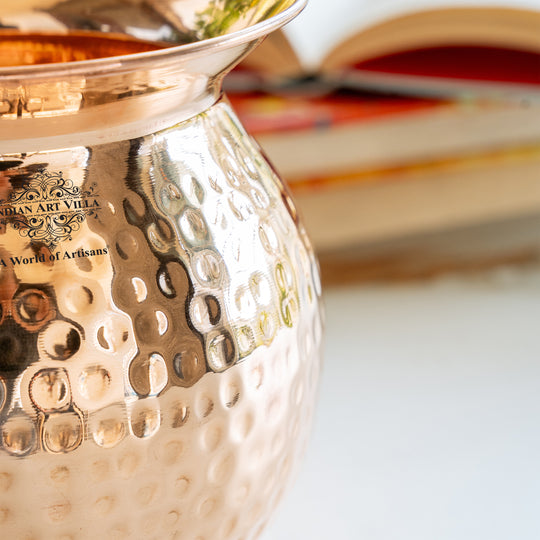 Pure Copper Hammered Lota/Kalash for Pooja