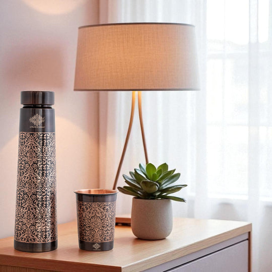 Pure Copper Water Bottle Antique Hammered Design