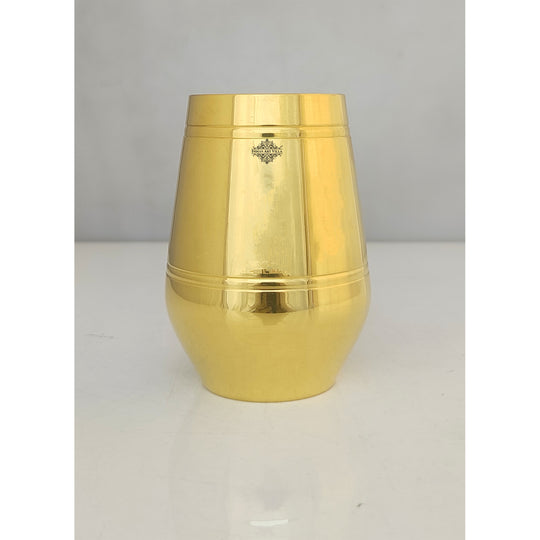 Polished golden brass glass from Indian Art Villa created for luxury corporate hampers and professional gift sets