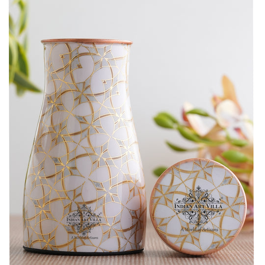 Pure Copper  Bedroom Bottle, Gold Print Luxury Design- 950 ml