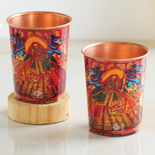 Pure Copper Glass Rajasthani Meena "Padharo Mhare Desh" Printed Theme