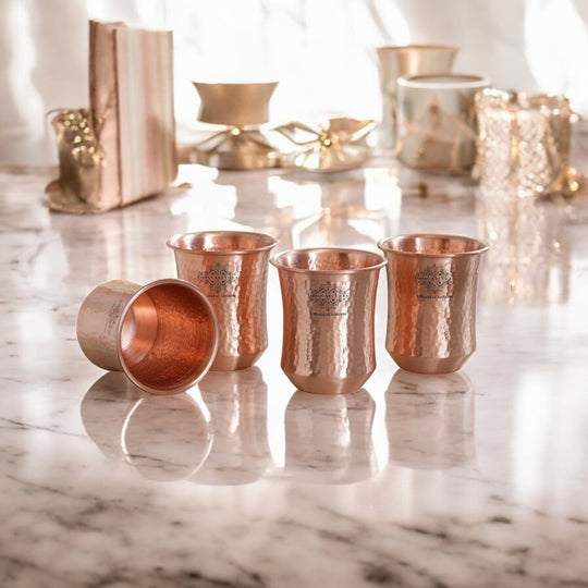 Hammered copper tumbler for healthy drinking use