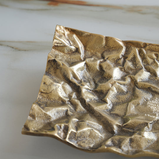 Brass Finish Antique Rough Finish Tray 14.3 Inches