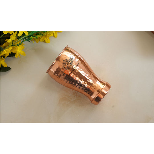 Pure Copper Glass With Half Lecquer Hammered & Shine Design 400 ML