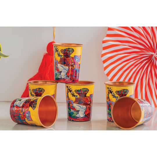 Pure Copper Glass Rajasthani Meena "Padharo Mhare Desh" Printed Theme