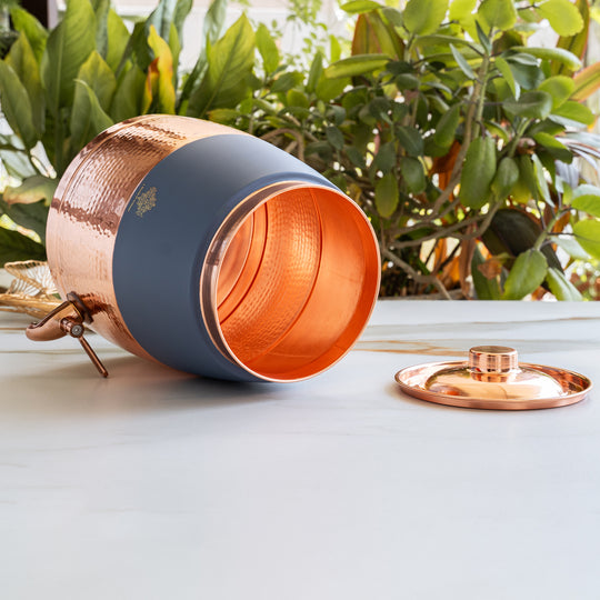 Copper Water Pot Hammered Design Silk Finish 7000 ML with Tap