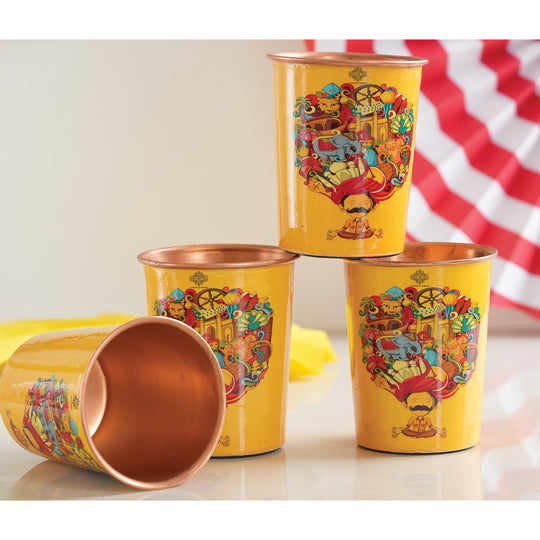 Pure Copper Glass Rajasthani Meena "Padharo Mhare Desh" Printed Theme