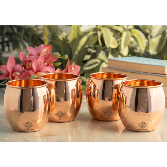 Pure Copper Round Shaped Glass  550 ml