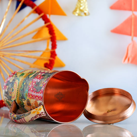 Pure Copper Printed Jug - Padharo Mhare Desh Design