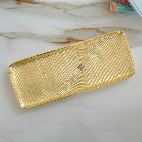 Brass Finish Handmade Tray 17.8 Inches