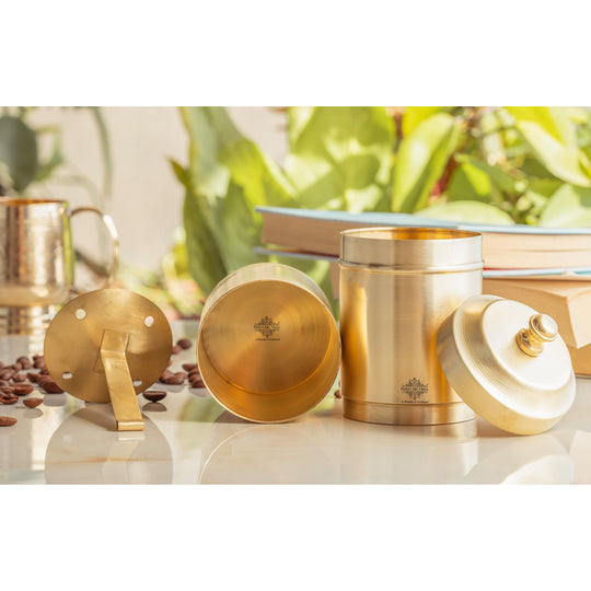 Pure brass coffee filter matt finish white background — Indian Art Villa