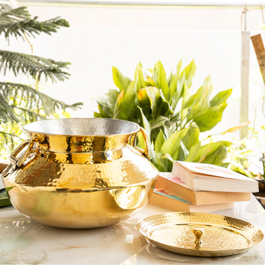 Pure Pital Handi with Tin Lining, Lid & Side Handles