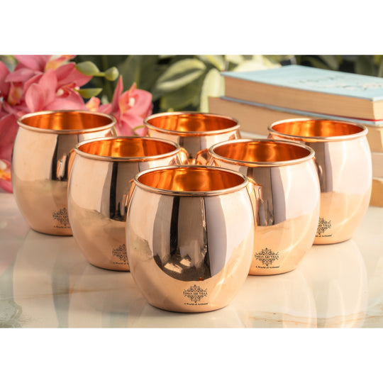 Pure Copper Round Shaped Glass  550 ml