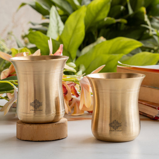 Pure Brass Curved Design Plain Glass With Lines