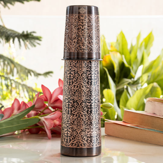 Pure Copper Water Bottle Antique Hammered Design