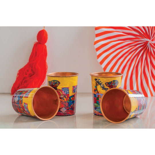 Pure Copper Glass Rajasthani Meena "Padharo Mhare Desh" Printed Theme