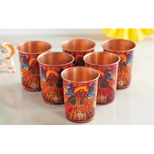 Pure Copper Glass Rajasthani Meena "Padharo Mhare Desh" Printed Theme