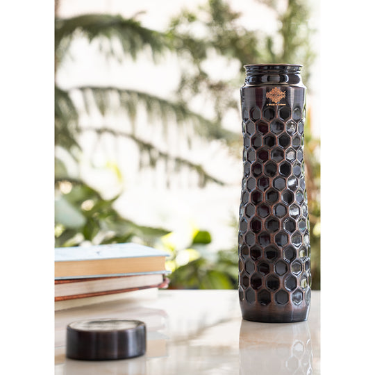 Pure Copper Water Bottle Antique Hammered Design – 1L