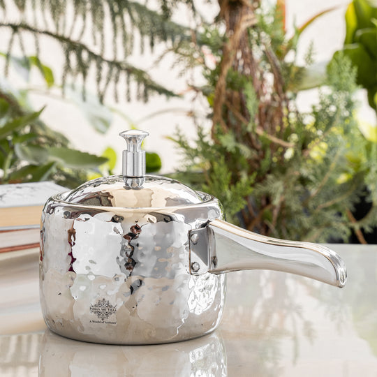 Premium hammered stainless steel handi with lid and handle