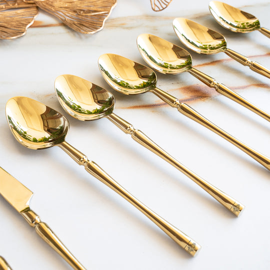 Stainless Steel Gold PVD Coated Rafail Cutlery Set of 24