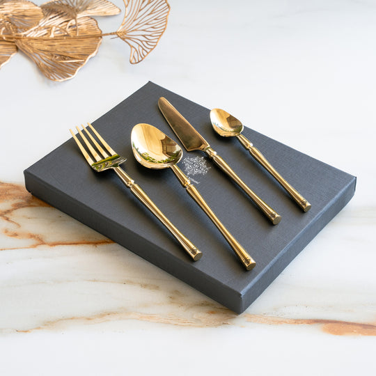 Stainless Steel Gold PVD Coated Rafail Cutlery Set of 4