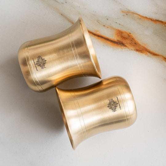 Pure Brass Curved Design Plain Glass With Lines