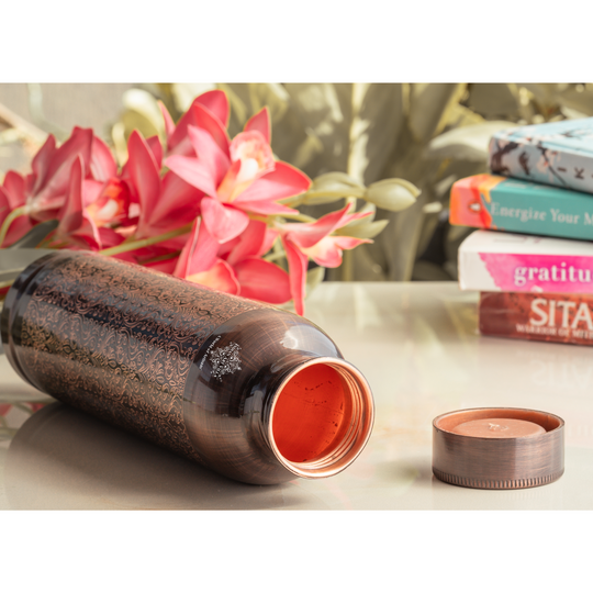 Pure Copper Bottle with Antique Embossed Design – 900 ML