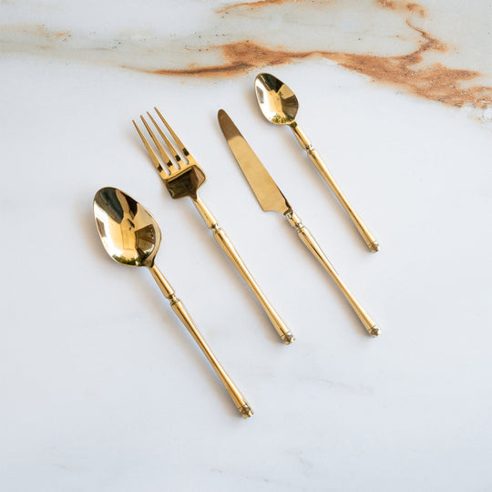 Stainless Steel Gold PVD Coated Rafail Cutlery Set of 4