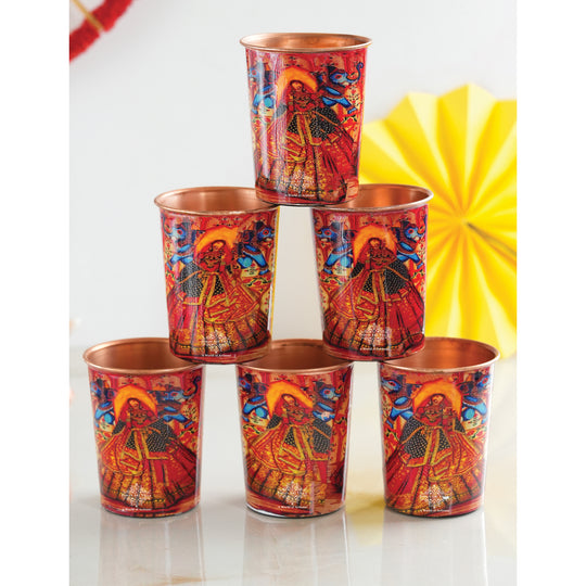 Pure Copper Glass Rajasthani Meena "Padharo Mhare Desh" Printed Theme