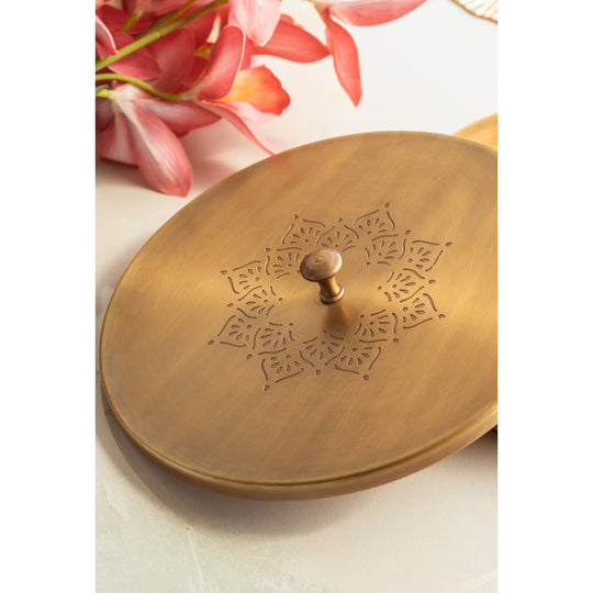 Pure Brass Multi Purpose Box with Antique Embossed Design